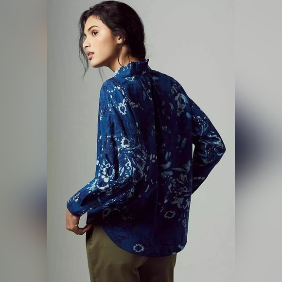 ANTHROPOLOGIE PILCRO THE TAVI RUFFLED BUTTON DOWN Size S Small - Picture 4 of 8